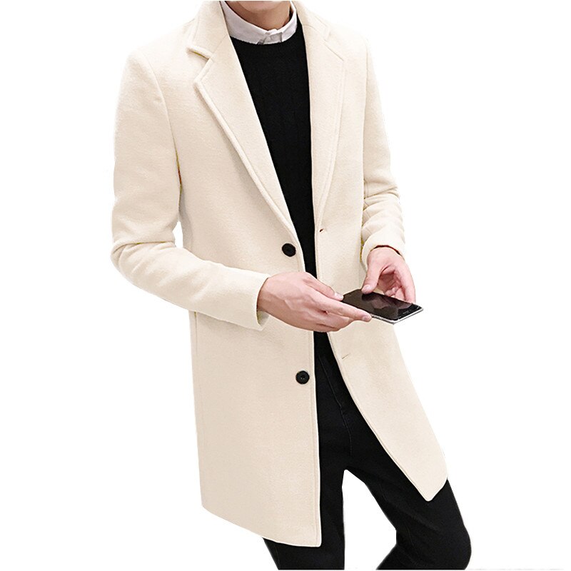 남성 겨울 모직 롱 재킷, 패션 슬림 트렌치 코트, 10 가지 색상 옵션 오버 코트, 남성 블랙 화이트 카키 레드 윈드 브레이커
